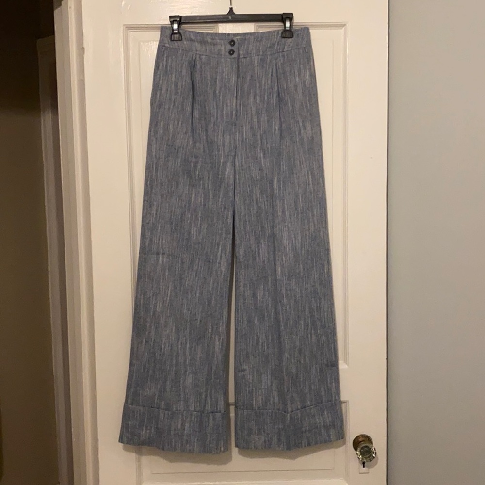 Anthropologie Dolan Wide Leg Chambrey Linen Pants